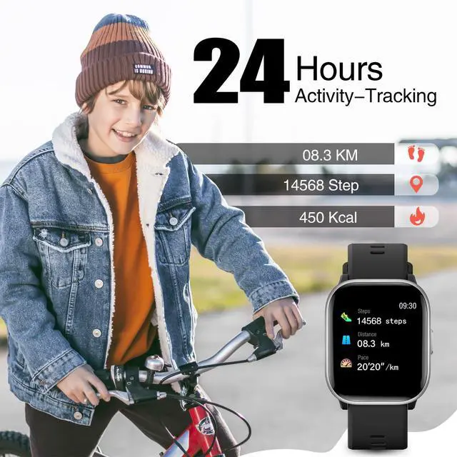 Alt view image 4 of 7 - JAYSUING Kids Watch for Boys Girls with IP68 Waterproof, Girls Smart Watch with 19 Sports Modes, Sleep Tracking, Pedometer, Stopwatch, Kids Activity Tracker, Birthday Gifts for Boys Age 6-15 Years Old