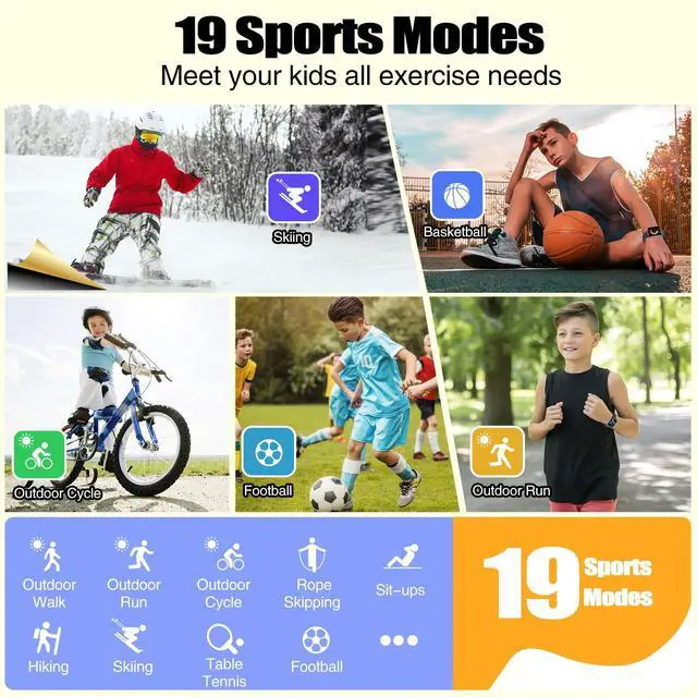 Alt view image 3 of 7 - JAYSUING Kids Watch for Boys Girls with IP68 Waterproof, Girls Smart Watch with 19 Sports Modes, Sleep Tracking, Pedometer, Stopwatch, Kids Activity Tracker, Birthday Gifts for Boys Age 6-15 Years Old