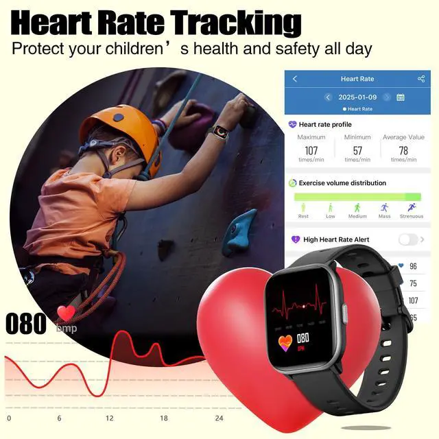 Alt view image 6 of 7 - JAYSUING Kids Watch for Boys Girls with IP68 Waterproof, Girls Smart Watch with 19 Sports Modes, Sleep Tracking, Pedometer, Stopwatch, Kids Activity Tracker, Birthday Gifts for Boys Age 6-15 Years Old