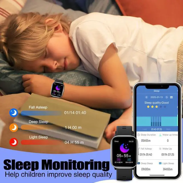 Alt view image 5 of 7 - JAYSUING Kids Watch for Boys Girls with IP68 Waterproof, Girls Smart Watch with 19 Sports Modes, Sleep Tracking, Pedometer, Stopwatch, Kids Activity Tracker, Birthday Gifts for Boys Age 6-15 Years Old