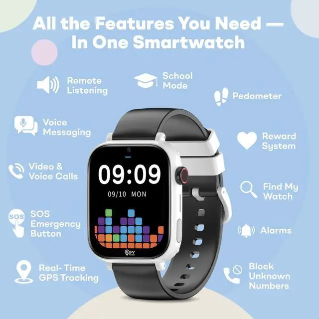 Alt view image 7 of 7 - JAYSUING Smart Watch for Kids - Kids Watch with GPS Tracker, Safe Zones Alert Camera, Voice & Video Call, School Mode Parental App, Subscription Required - Extra White Strap - Gifts for Boys 3-12