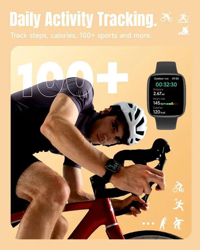 Alt view image 3 of 7 - JAYSUING Smart Watch for Women Men Android & iPhone, 1.85" Ultra HD AMOLED Display,10 Day Battery, 3ATM Swimming Waterproof, Answer/Make Calls, Fitness/Heart Rate/Sleep Tracker/100 Sports, Black