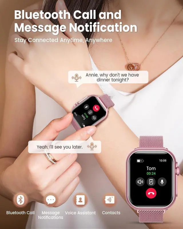 Alt view image 4 of 7 - Smart Watch for Women Men Fitness: Smartwatch for iPhone Android with SpO2 Blood Oxygen/Heart Rate Monitor, Sleep Tracking, Bluetooth Calls , 120+ Sports Modes, IP68, 2 Bands 30-Day Battery Life