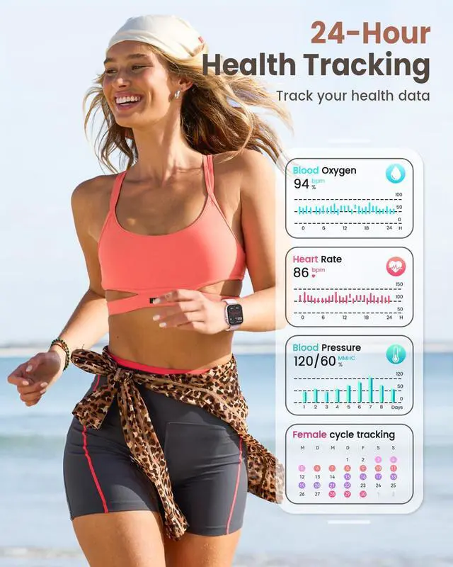 Alt view image 5 of 7 - Smart Watch for Women Men Fitness: Smartwatch for iPhone Android with SpO2 Blood Oxygen/Heart Rate Monitor, Sleep Tracking, Bluetooth Calls , 120+ Sports Modes, IP68, 2 Bands 30-Day Battery Life