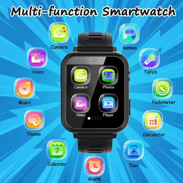 Alt view image 2 of 7 - Kids Smart Watch Boys, Kids Smart Game Watch with 39 Games HD Touch Screen Video Camera Music Player Pedometer Flashlight Alarm Clock 12/24 hr Kid Watches for Boy Gifts for 5-12 Year Olds Boy Girl