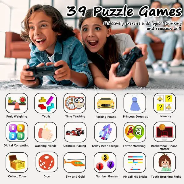 Alt view image 3 of 7 - Kids Smart Watch Boys, Kids Smart Game Watch with 39 Games HD Touch Screen Video Camera Music Player Pedometer Flashlight Alarm Clock 12/24 hr Kid Watches for Boy Gifts for 5-12 Year Olds Boy Girl