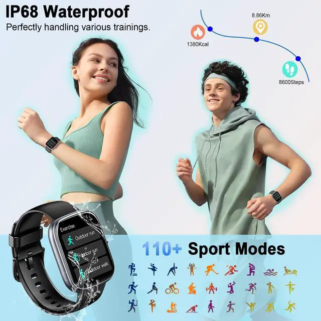 Alt view image 7 of 7 - JAYSUINGSmart Watch (Answer/Make Call), 1.91" Smartwatch Fitness Activity Tracker for Men Women, 110+ Sports IP68 Waterproof, Heart Rate/Sleep Monitor/Pedometer/Calories, Fitness Watch for Android iOS
