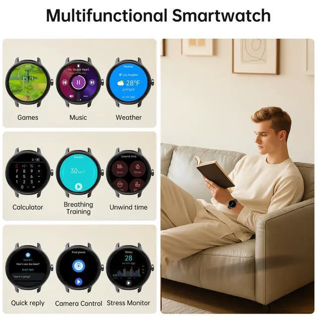 Alt view image 6 of 7 - Smart Watch for Men Women(Answer/Make Calls), Smartwatch Built-in AI Voice, 1.27" HD Fitness Tracker with Heart Rate/Sleep/Step/SpO2 Monitor, 100+ Sports Modes, IP68 Waterproof Watch for Android iOS