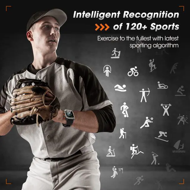 Alt view image 5 of 7 - Military Smart Watch for Men with Blood Pressure (Answer/Make Call), Rugged Tactical Smartwatch for Android and iPhone, 10 ATM Waterproof Outdoor Sports Fitness Tracker with Heart Rate, Sleep Monitor