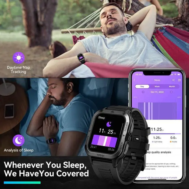 Alt view image 7 of 7 - JAYSUING Smart Watch, 60 Days Extra-Long Battery, 50M Waterproof, Rugged Military Bluetooth Call(Answer/Dial Calls), 1.85" Ultra Large HD Display, AI Voice Assistant, Compatible for Android and iOS