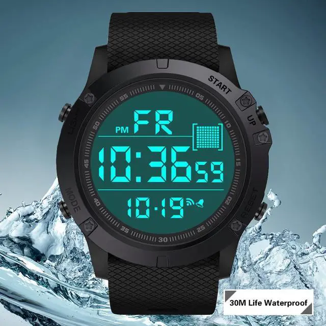 Alt view image 6 of 7 - Men's Digital Sports Watch Military Electronic Waterproof Wrist Watches for Men with Stopwatch Countdown Timer Alarm Date LED Backlight