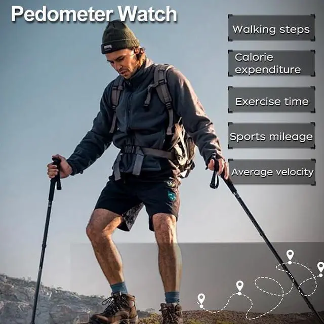 Alt view image 2 of 7 - JAYSUING Men's Digital Watch Pedometer Step Counter Watches Military Compass Waterproof Wrist Watch Tactical Sport Watch Calories Counter Pacer Running Wristwatch LED Light Stopwatch Countdown