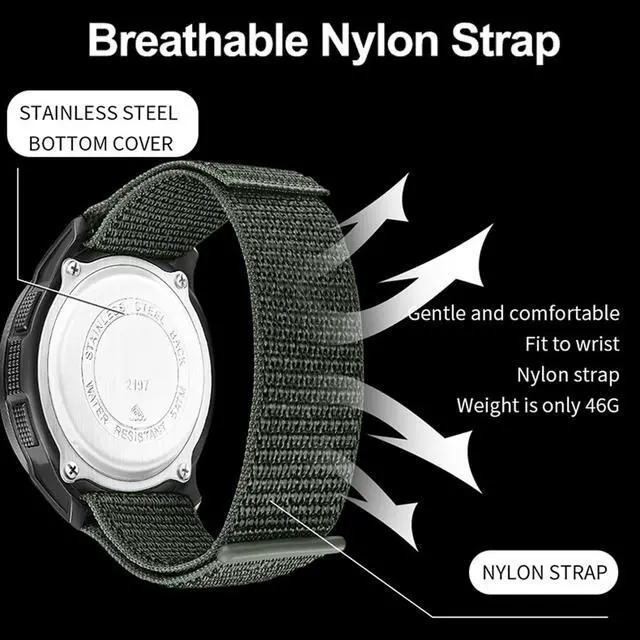 Alt view image 6 of 7 - JAYSUING Men's Digital Watch Pedometer Step Counter Watches Military Compass Waterproof Wrist Watch Tactical Sport Watch Calories Counter Pacer Running Wristwatch LED Light Stopwatch Countdown