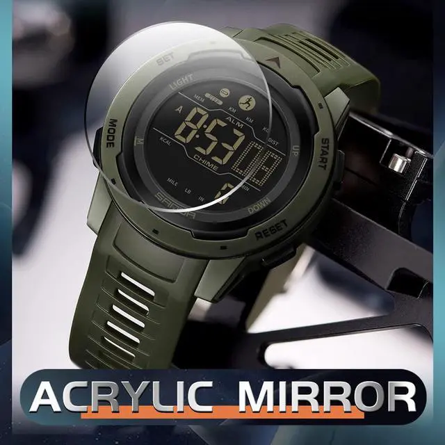 Alt view image 5 of 7 - JAYSUING Men's Digital Watch Waterproof Pedometer Watches Sport Watch Step Counter Calorie Military Watch with Stopwatch Alarm LED Backlight Countdown