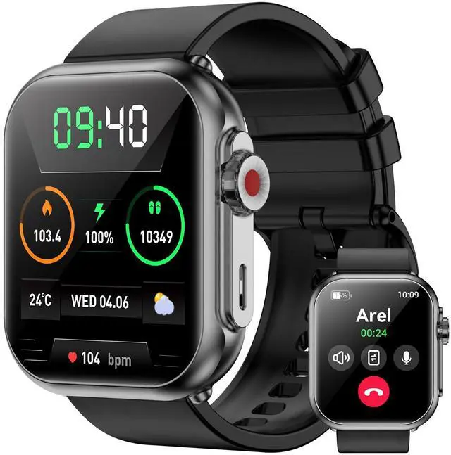 Main image of Smart Watches for Men Women with 100-Day Standby, Bluetooth Calls, 1.85" HD Fitness Tracker with 24/7 Heart Rate/Sleep Monitor, 110+ Sports Modes, IP68 Waterproof, Compatible with Android/iOS (Black)