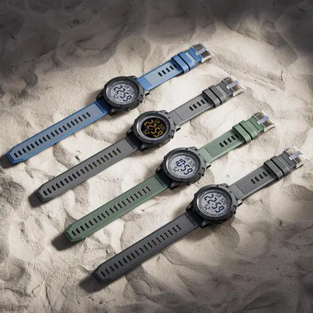 Alt view image 6 of 7 - JAYSUING Mens Digital Sports Watch, Large LCD Display, 5ATM Water Resistant, Black Silicone Band