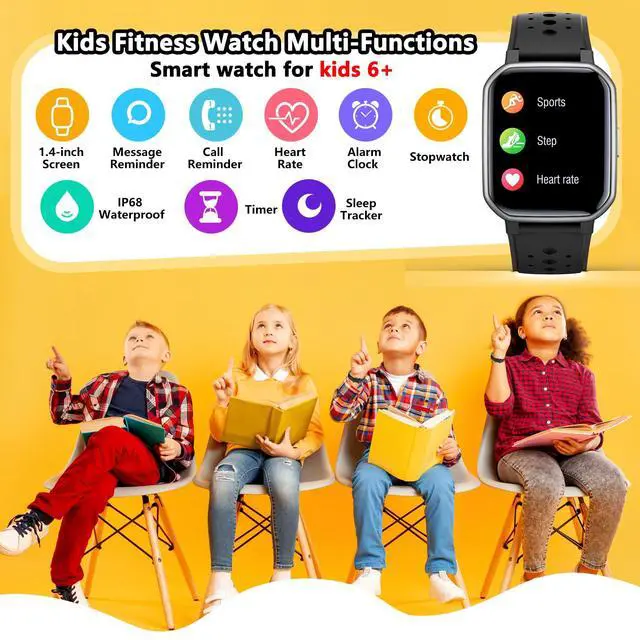 Alt view image 2 of 7 - JAYSUING Smart Watch for Kids Teens, Fitness Tracker Boy Girls Watch with 19 Sport Modes, Pedometer, Sleep Monitor, Kids Watch Birthday Gifts Toy Gift for Girls Boys 6-16 (Black)
