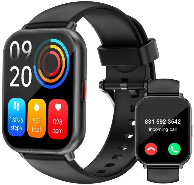 Main image of JAYSUING Smart Watches for Men Women (Answer/Make Calls, 2 Bands Included), 1.8" Smartwatch for iOS/Android Phones, Fitness Tracker Heart Rate/Sleep Monitor Digital Watch Waterproof Black