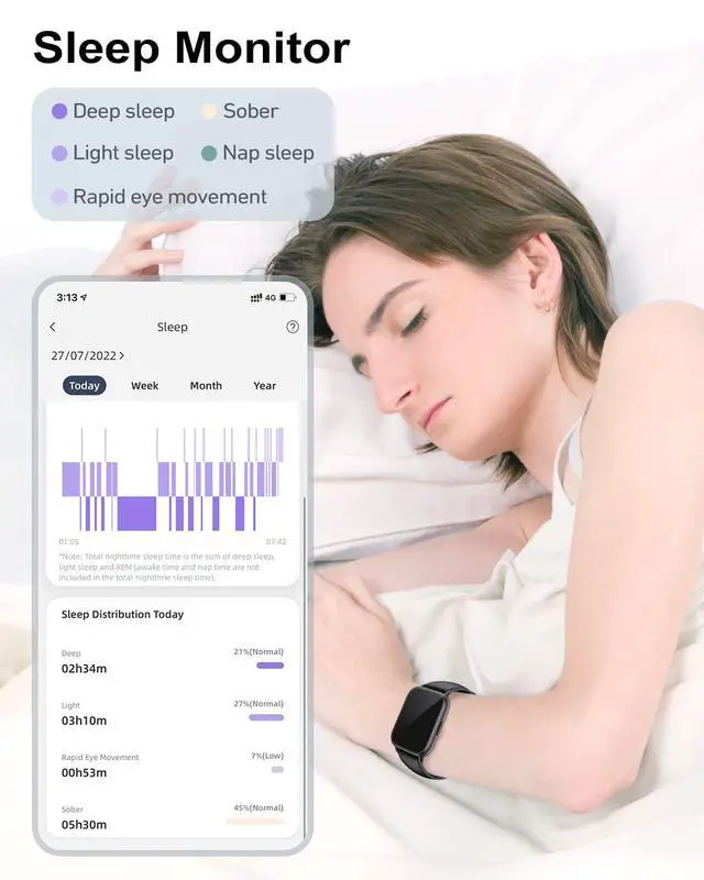 Alt view image 6 of 7 - JAYSUING Smart Watches for Men Women (Answer/Make Calls, 2 Bands Included), 1.8" Smartwatch for iOS/Android Phones, Fitness Tracker Heart Rate/Sleep Monitor Digital Watch Waterproof Black