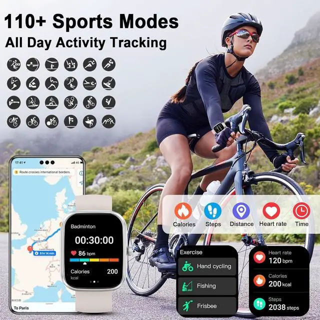 Alt view image 5 of 7 - AI Smart Watch with ChatGPT, 1.91" Bluetooth Calling Smartwatch for Men Women, 110+ Fitness Modes Activity Tracker, Sleep/Heart Rate/Calorie Monitor, IP68 Waterproof Step Counter for Android iOS