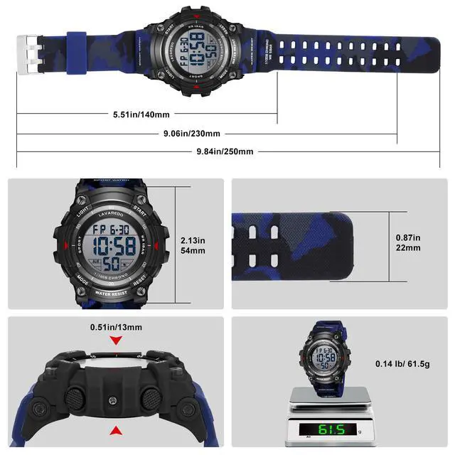 Alt view image 3 of 7 - JAYSUING Men's Digital Watch Sports Outdoor Waterproof Watches for Men with LED Backlight Alarm Stopwatch Mens Watches Digital Chronograph Military Date