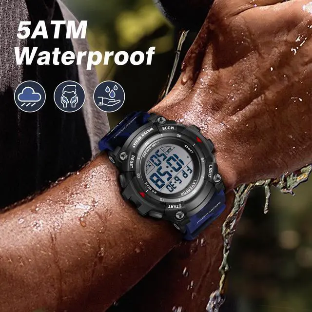 Alt view image 5 of 7 - JAYSUING Men's Digital Watch Sports Outdoor Waterproof Watches for Men with LED Backlight Alarm Stopwatch Mens Watches Digital Chronograph Military Date