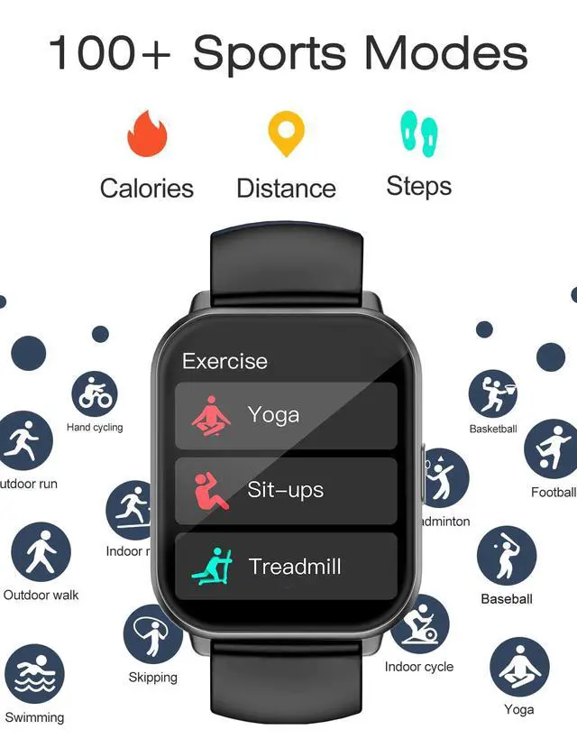 Alt view image 4 of 7 - Smart Watches for Women Men (Answer/Make Calls, 3 Bands), 1.85" Fitness Tracker Watch for iPhone/Android Phones with Heart Rate Monitor Sleep/Steps Tracker 100+ Sports Pedometer Waterproof (Black)