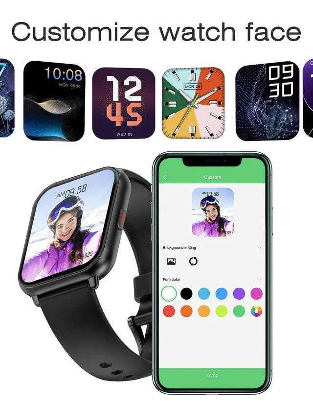 Alt view image 7 of 7 - Smart Watches for Women Men (Answer/Make Calls, 3 Bands), 1.85" Fitness Tracker Watch for iPhone/Android Phones with Heart Rate Monitor Sleep/Steps Tracker 100+ Sports Pedometer Waterproof (Black)