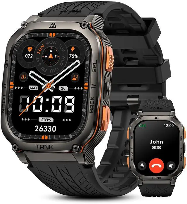 Main image of JAYSUING Tank M3 Ultra Smart Watch with GPS, 50M Waterproof, Compass, Altitude, Air Pressure, 480mAh Extra Large Battery, Full Stainless Steel, Bluetooth Call, AMOLED Always-on Display