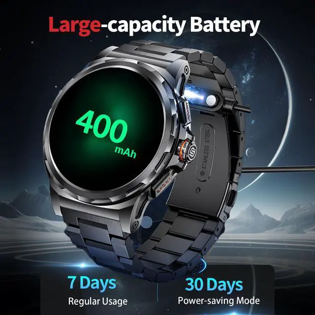 Alt view image 5 of 7 - JAYSUING Military Smart Watch for Men(Answer/Make Call),1.43" HD AMOLED Rugged Smartwatch for iPhone Android Phone,Fitness Watch,Black Sport Watch with 120+ Sport Modes/5ATM Waterproof