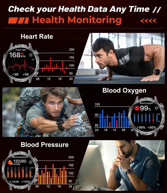 Alt view image 3 of 7 - JAYSUING Smart Watches for Men(Answer/Make Calls) with LED Flashlight, 1.85" HD Screen Outdoor Sports Smartwatch,800mAh Battery,Heart Rate/Sleep Monitor 5ATM Waterproof Fitness Tracker for Android iOS