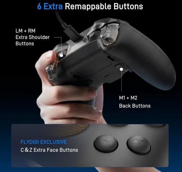 Alt view image 5 of 7 - FLYDIGI VADER 5S Wired Controller for Xbox Series X|S, Xbox One, Windows 10/11, FORCEFLEX Adjustable Tension Joysticks, FORCESWITCH Triggers, 6 Remappable Buttons, 3.5mm Audio Jack