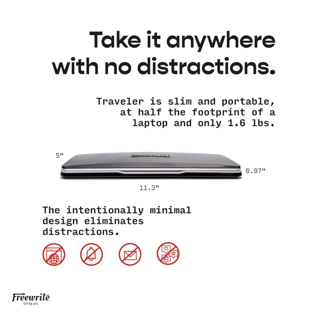 Alt view image 4 of 5 - Freewrite Traveler ^^ Lightweight and Portable Typewriter with E Ink Digital Screen for Distraction-Free Drafting ^^ Word Processor with Wifi Cloud Sync and Long Battery Life for Writers on the Move