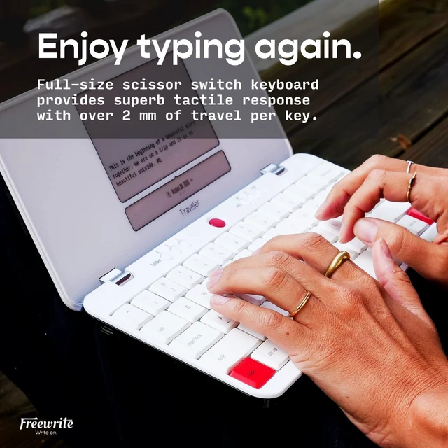Alt view image 5 of 5 - Freewrite Traveler ^^ Lightweight and Portable Typewriter with E Ink Digital Screen for Distraction-Free Drafting ^^ Word Processor with Wifi Cloud Sync and Long Battery Life for Writers on the Move