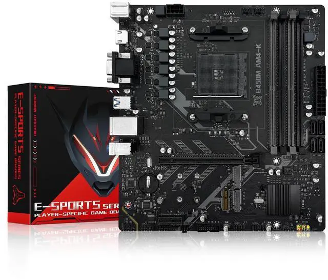 Main image of SHANGZHOAYUAN B450 AM4-K Motherboard AMD Gaming Motherboard for Ryzen 1-5th gen Processors (M-ATX, DDR4 Max 128GB, NVME M.2, PCIe 3.0, SATA 3.0, USB 3.0, HDMI-Compatible, DP, Gigabit LAN)
