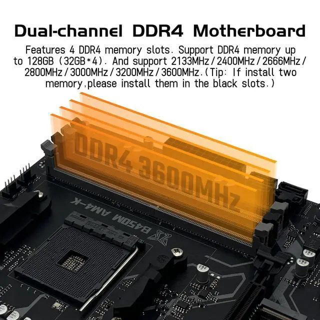Alt view image 3 of 5 - SHANGZHOAYUAN B450 AM4-K Motherboard AMD Gaming Motherboard for Ryzen 1-5th gen Processors (M-ATX, DDR4 Max 128GB, NVME M.2, PCIe 3.0, SATA 3.0, USB 3.0, HDMI-Compatible, DP, Gigabit LAN)