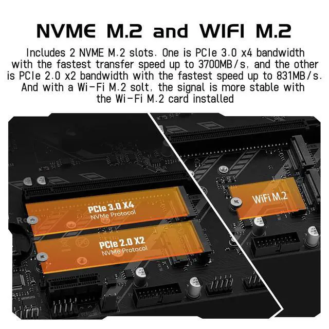 Alt view image 4 of 5 - SHANGZHOAYUAN B450 AM4-K Motherboard AMD Gaming Motherboard for Ryzen 1-5th gen Processors (M-ATX, DDR4 Max 128GB, NVME M.2, PCIe 3.0, SATA 3.0, USB 3.0, HDMI-Compatible, DP, Gigabit LAN)