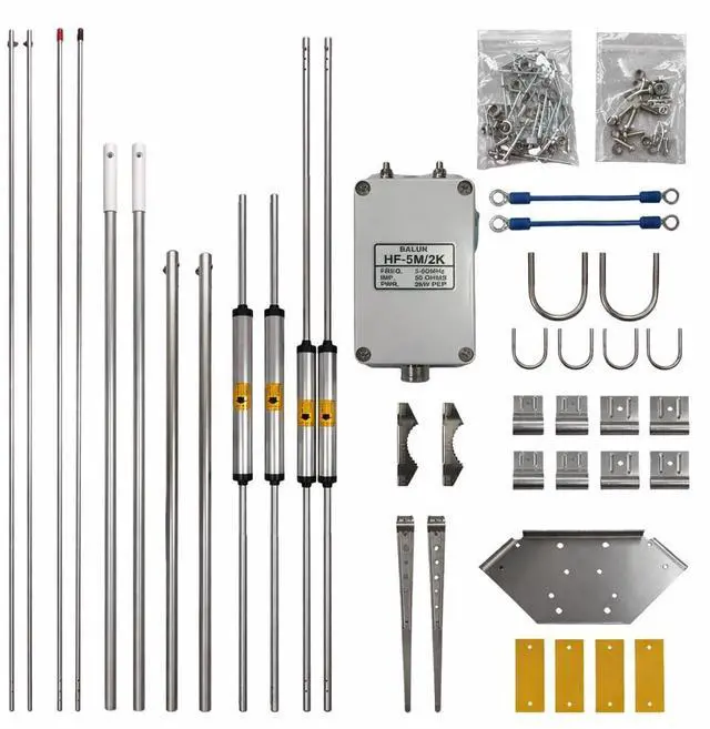 Alt view image 2 of 5 - WOOKLEA 2000W Shortwave Antenna, 7-50MHz Veritical Antenna, 5 Band Inverted V Dipole, SWR<1.5 No Tuning Low Noise Design for DX Contacts