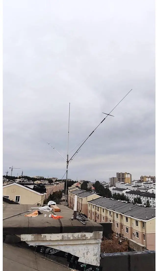 Alt view image 5 of 5 - WOOKLEA 2000W Shortwave Antenna, 7-50MHz Veritical Antenna, 5 Band Inverted V Dipole, SWR<1.5 No Tuning Low Noise Design for DX Contacts