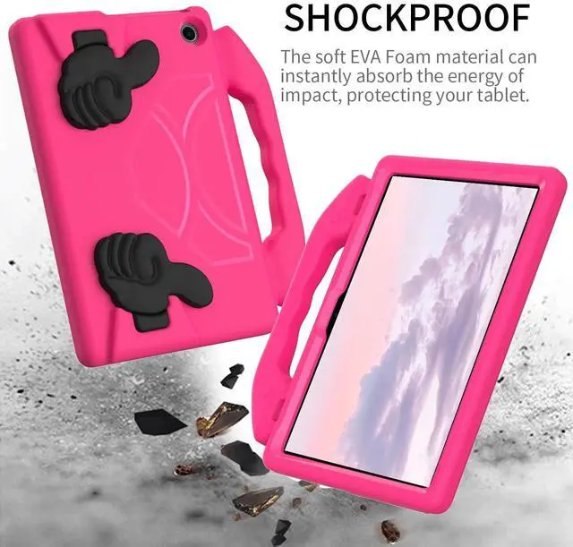 Alt view image 5 of 5 - YGTRLKP for Fire Max 11 Kids Tablet Case EVA Material Light Weight Shockproof Rugged Heavy Duty Thumb Kickstand Kids Case for Fire Max 11 (2023) (Rose red)