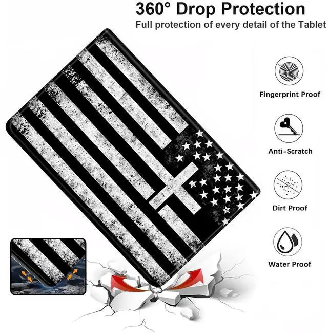 Alt view image 2 of 5 - RAUEDWDJS for All-New Fire HD 10 Tablet (13th Generation,2023 Release) 10.1" Case-PU Leather Slim Standing Smart Cover Case with Auto Sleep/Wake-Black White Flag
