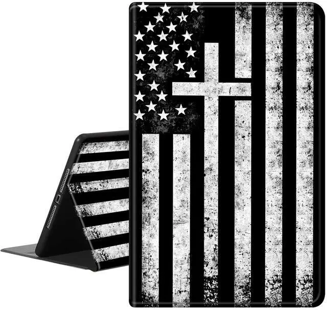 Main image of RAUEDWDJS for All-New Fire HD 10 Tablet (13th Generation,2023 Release) 10.1" Case-PU Leather Slim Standing Smart Cover Case with Auto Sleep/Wake-Black White Flag
