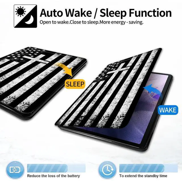 Alt view image 5 of 5 - RAUEDWDJS for All-New Fire HD 10 Tablet (13th Generation,2023 Release) 10.1" Case-PU Leather Slim Standing Smart Cover Case with Auto Sleep/Wake-Black White Flag