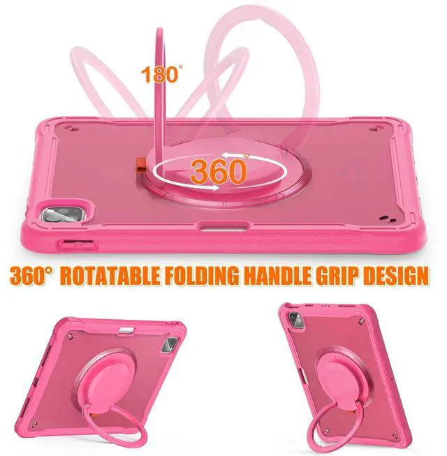 Alt view image 4 of 5 - Batianda for iPad Pro 11 inch Case 2025 M5 2024 M4 Chip Lightweight Dual-Layer Protective Tablet Cover, Durable Shock-Absorbing Corners with 360 Rotating Kickstand Ring Built-in Pen Slot, Pink