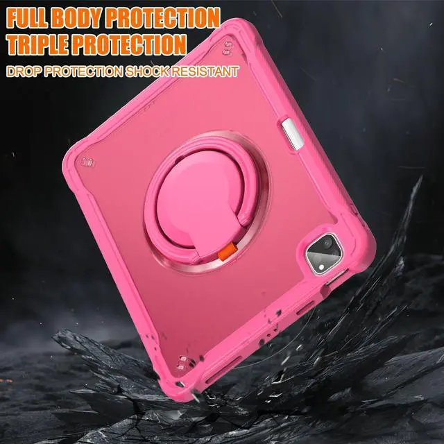 Alt view image 5 of 5 - Batianda for iPad Pro 11 inch Case 2025 M5 2024 M4 Chip Lightweight Dual-Layer Protective Tablet Cover, Durable Shock-Absorbing Corners with 360 Rotating Kickstand Ring Built-in Pen Slot, Pink