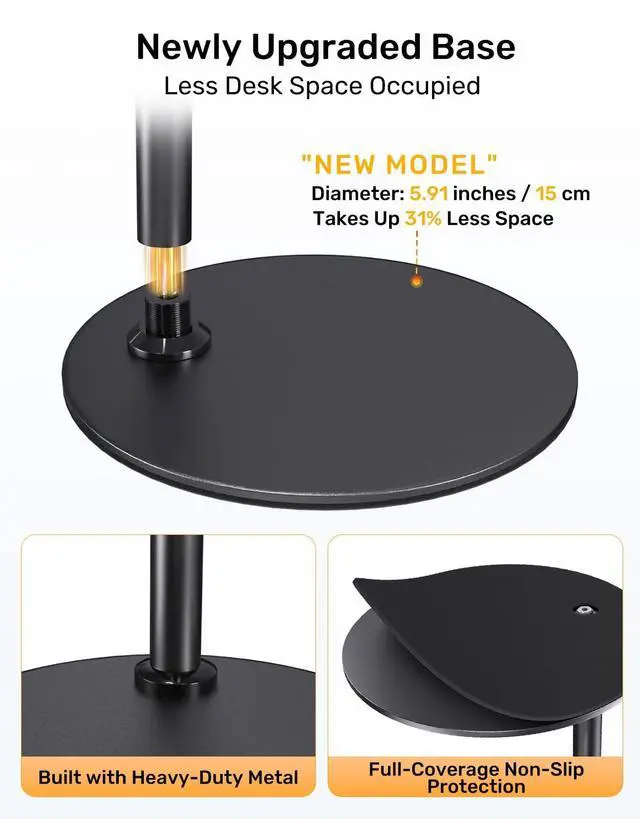 Alt view image 2 of 5 - Upgraded Webcam Stand for Desk, Telescopic Webcam Tripod Mount with Ball Head, Compatible with Logitech Camera C922 C930e C920S C920 C615 C960 C920x BRIO 4K NexiGo N60, Phone Holder with 1/4" T