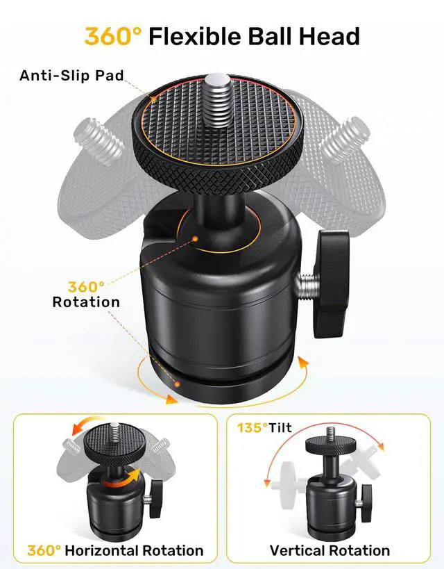 Alt view image 5 of 5 - Upgraded Webcam Stand for Desk, Telescopic Webcam Tripod Mount with Ball Head, Compatible with Logitech Camera C922 C930e C920S C920 C615 C960 C920x BRIO 4K NexiGo N60, Phone Holder with 1/4" T