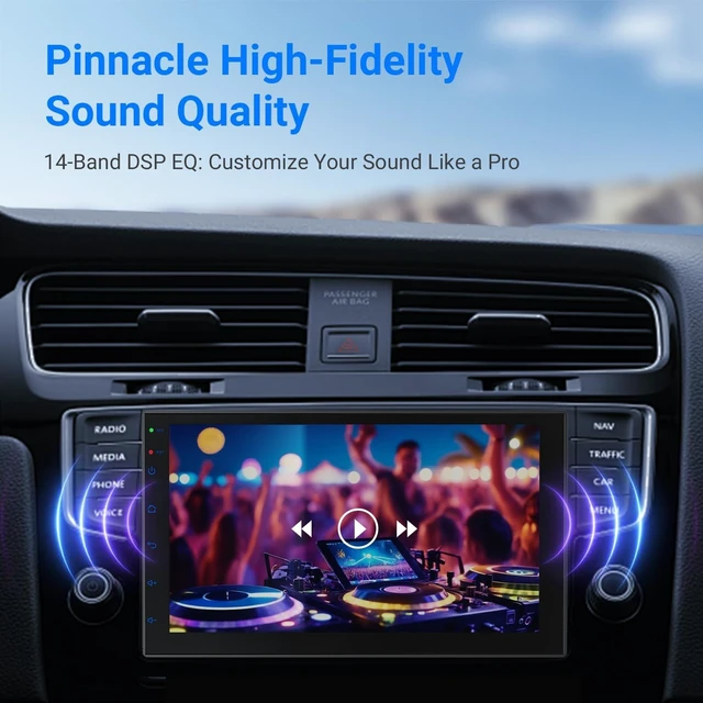 Alt view image 3 of 5 - Haudio 7 Inch Double DIN Car Stereo, Wireless Apple CarPlay & Android Auto, Android 13 Touchscreen Car Radio with GPS Navigation, 2GB+32GB, Steering Wheel Control, No Backup Camera