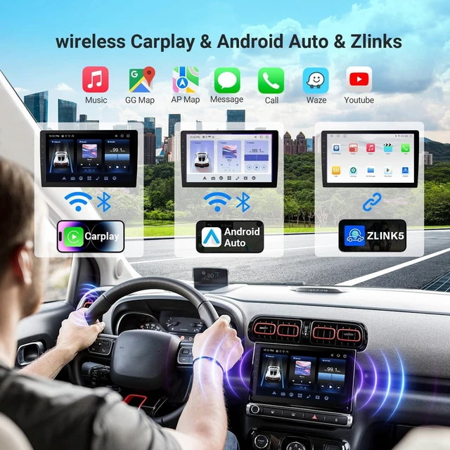 Alt view image 2 of 5 - Haudio 7 Inch Double DIN Car Stereo, Wireless Apple CarPlay & Android Auto, Android 13 Touchscreen Car Radio with GPS Navigation, 2GB+32GB, Steering Wheel Control, No Backup Camera