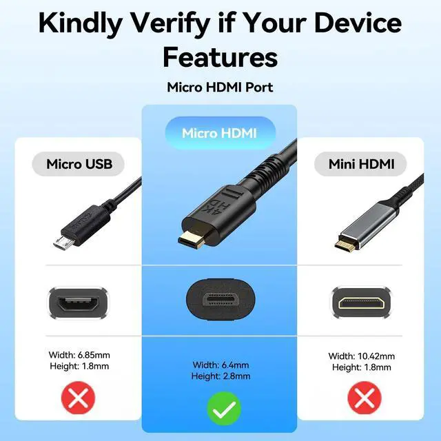 Alt view image 5 of 5 - Answin DisplayPort to Micro HDMI Cable Uni-Directional 4K@60Hz 2K@120Hz 5Ft
